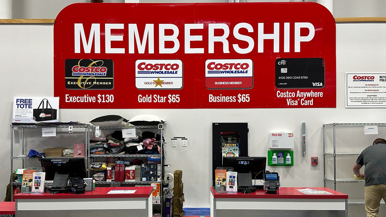An in-store membership counter at Costco
