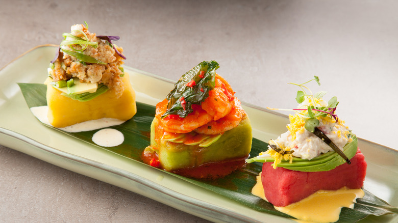 Peruvian causa with garnishes 