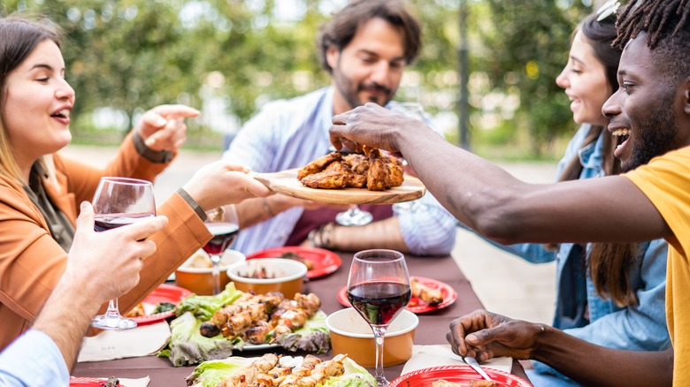 friends sharing food together