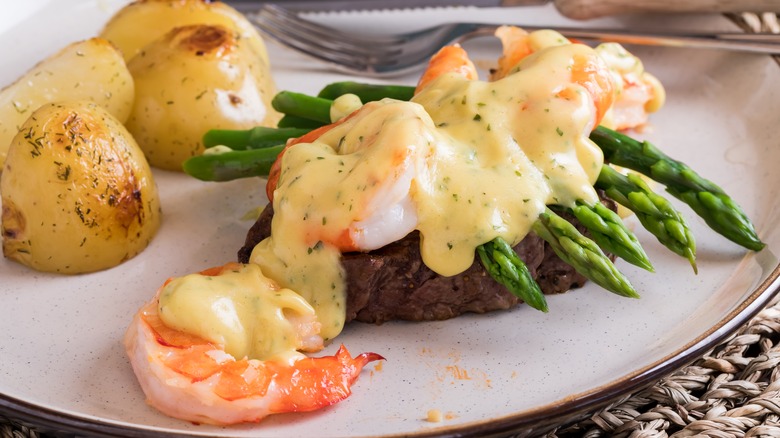 steak Oscar with crab meat