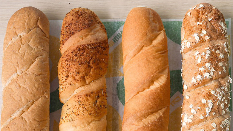 Four footlong loaves of bread from Subway sandwich chain