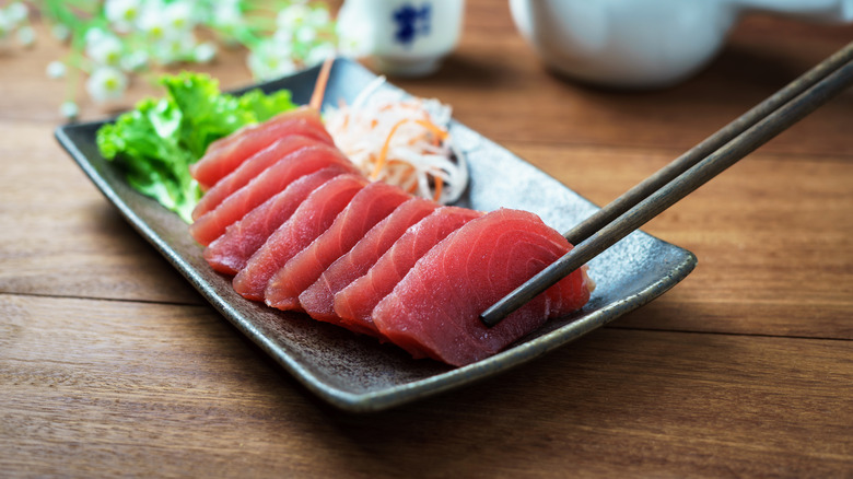 plate of tuna sashimi