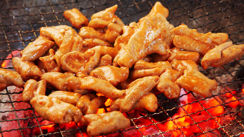 cooking offal on a grill