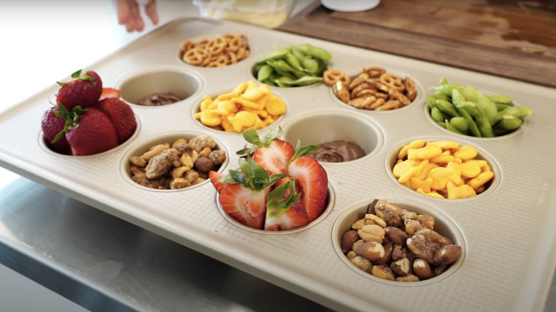 Muffin tin of snacks