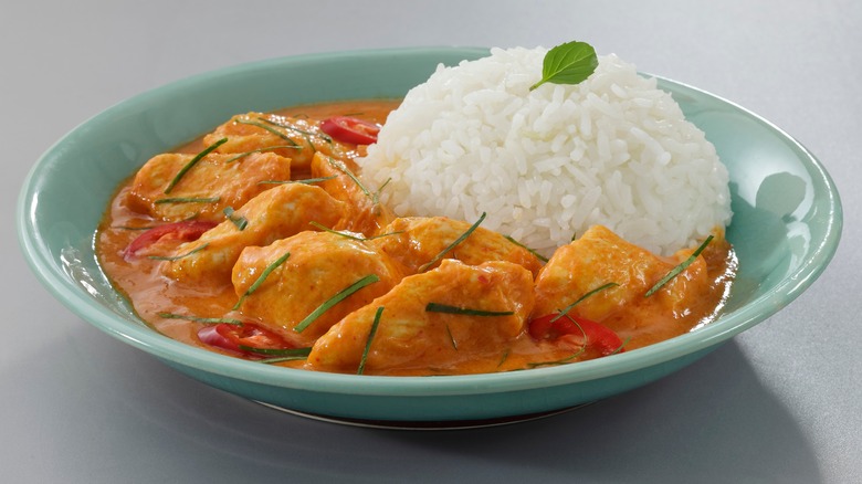 Thai red curry in bowl