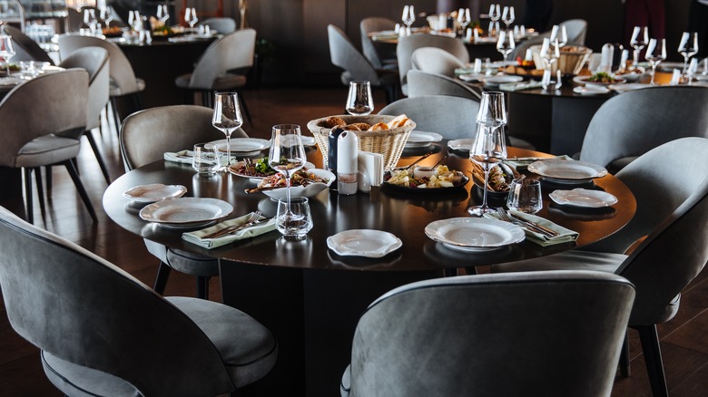 table setting at fancy restaurant