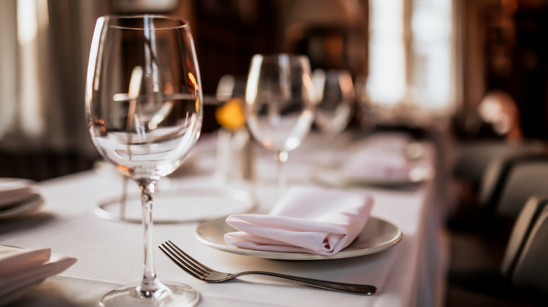 place setting at fine dining restaurant