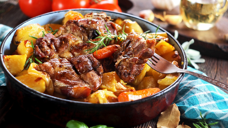 Traditional Croatian peka with meat and vegetables