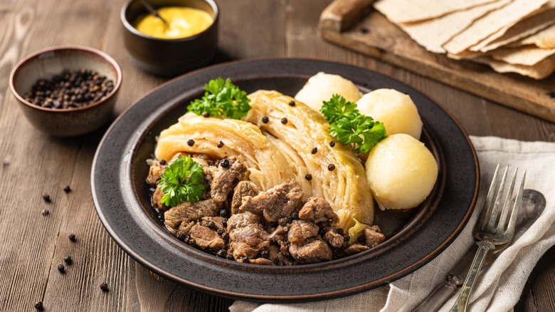 Plate of Norwegian cabbage and lamb