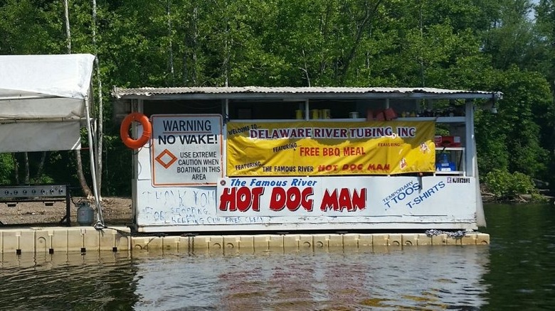 The Famous River Hot Dog Man stand