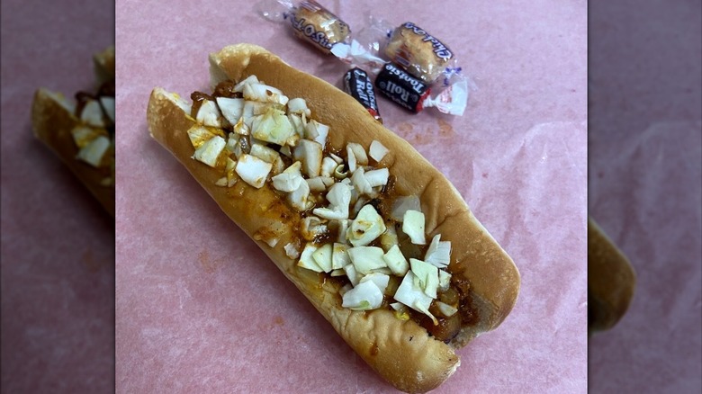 A hot dog from The Roast Grill.