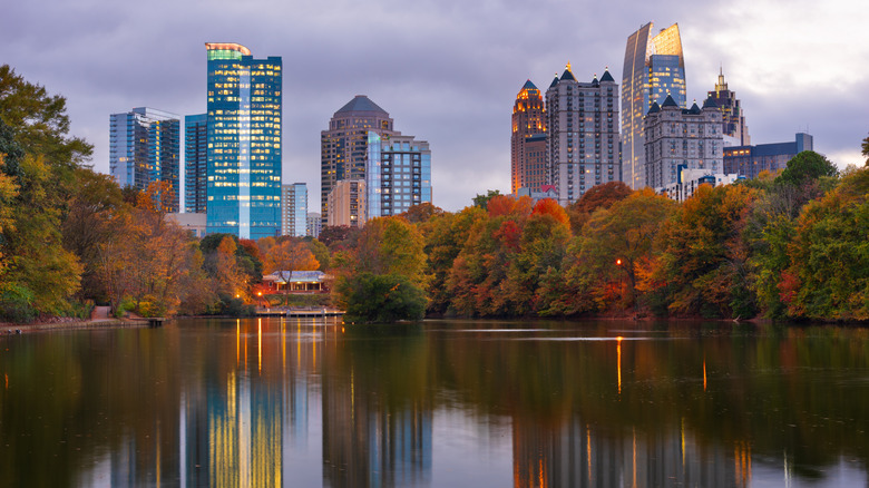 Piedmont Park in Atlanta, Georgia on a cloudy evening