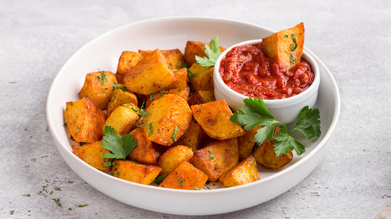 Bowl of patatas bravas