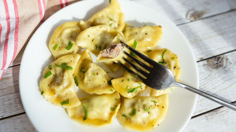 Plate of rabbit dumplings
