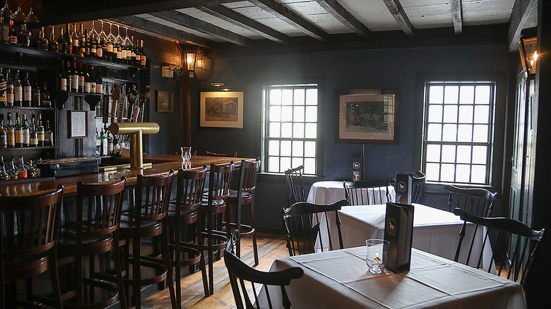 Bar and tables at White Horse Tavern in Newport Rhode Island