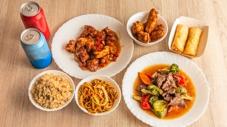 spread of American Chinese foods