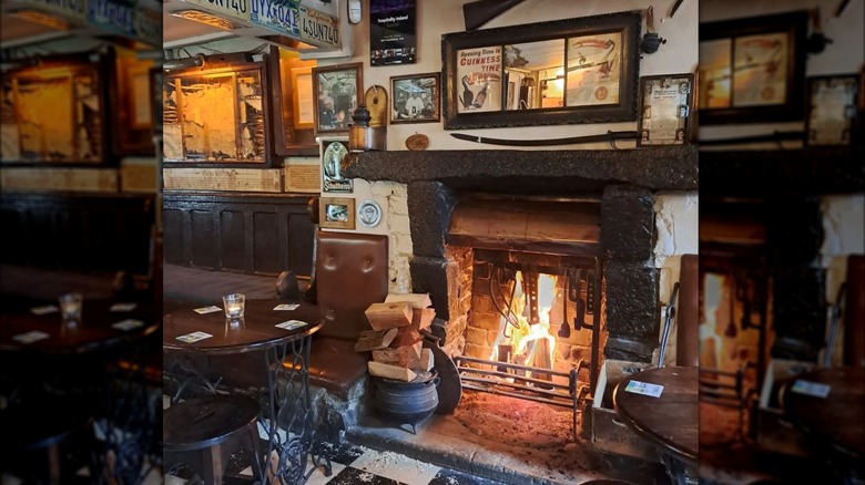 Roaring fire and saw dust floors in Sean's Bar