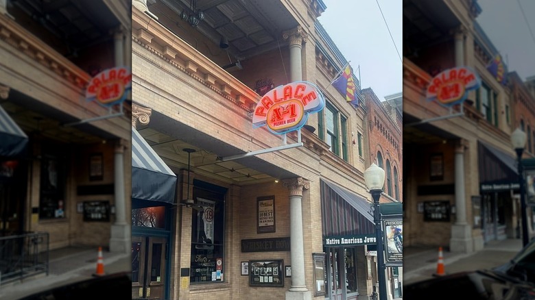 Neon sign outside the Palace on Whiskey Row