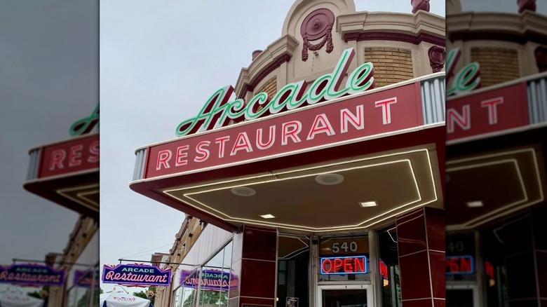 Decorative exterior of the Arcade Restaurant