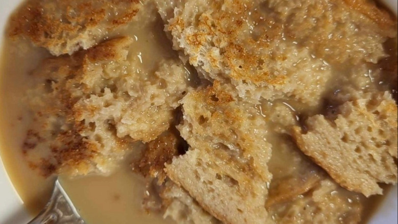close up of coffee soup served in bowl