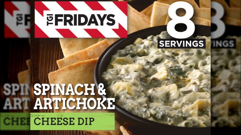 A box of frozen spinach & artichoke dip from TGI Friday's