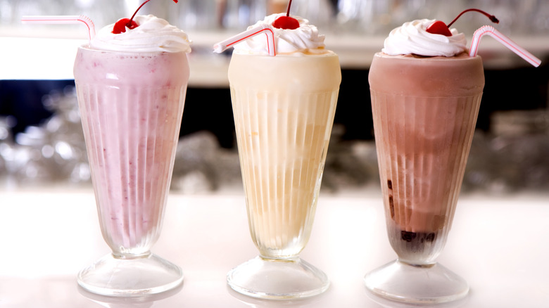 Trio of malted milkshakes
