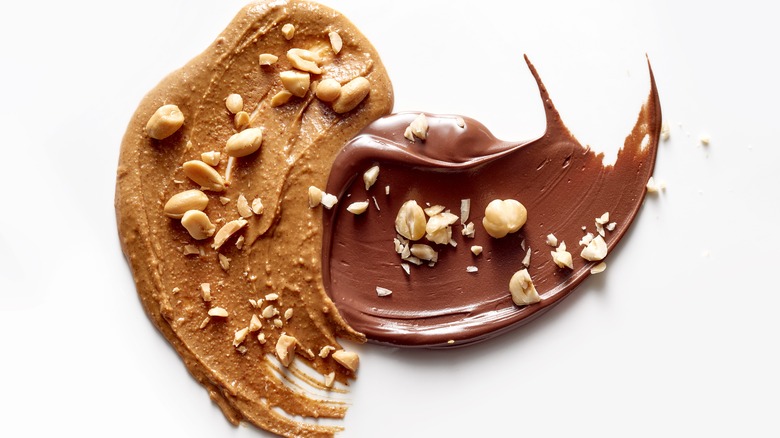 Swirls of peanut butter and Nutella