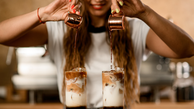 Making coffee with cream, half-and-half