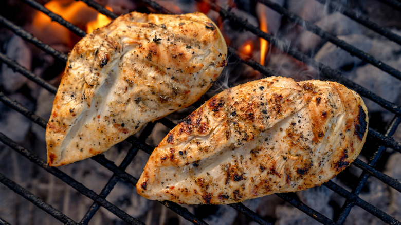 Chicken breasts on the grill