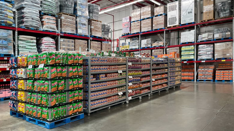 Pallets sit on the floor of a Sam's Club store