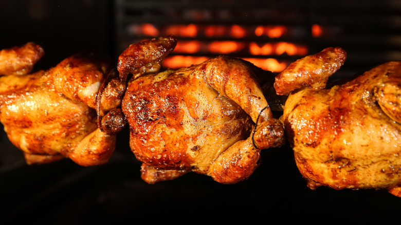 Three rotisserie chickens