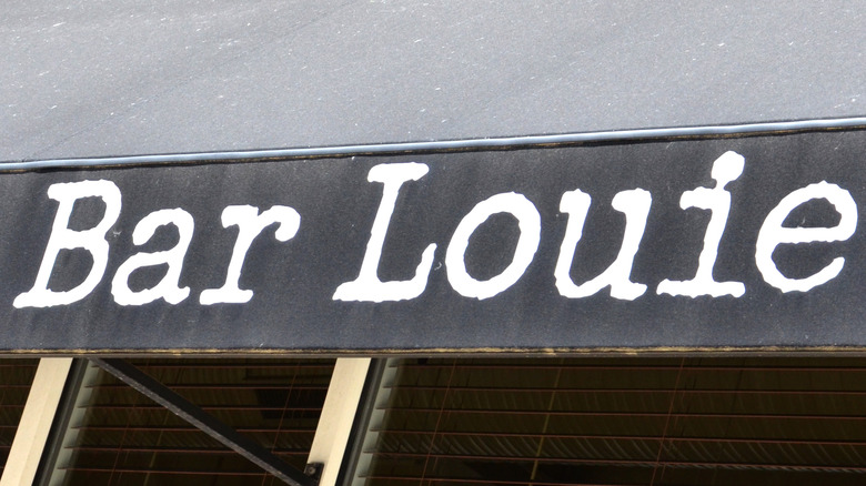 Close-up of a Bar Louie awning