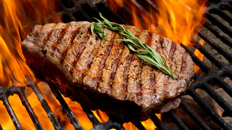 ribeye steak on the grill