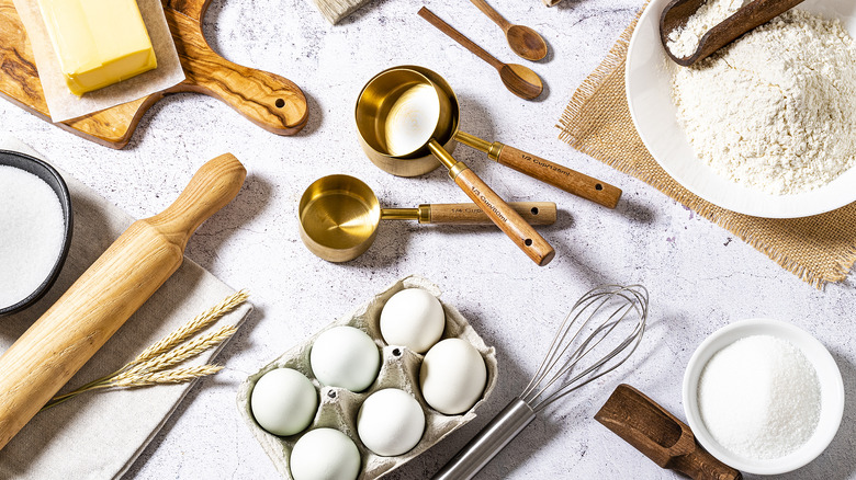 wet and dry ingredients for baking