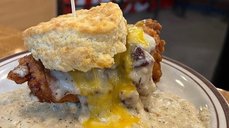 The Reggie Deluxe at Pine State Biscuits with gravy.