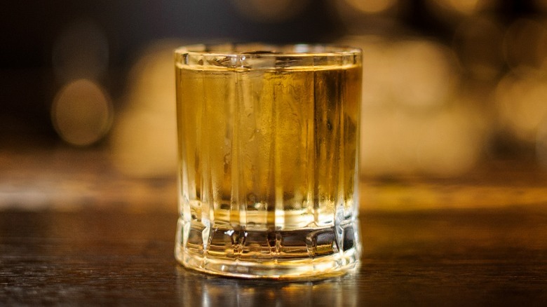 Rusty nail cocktail on a bartop