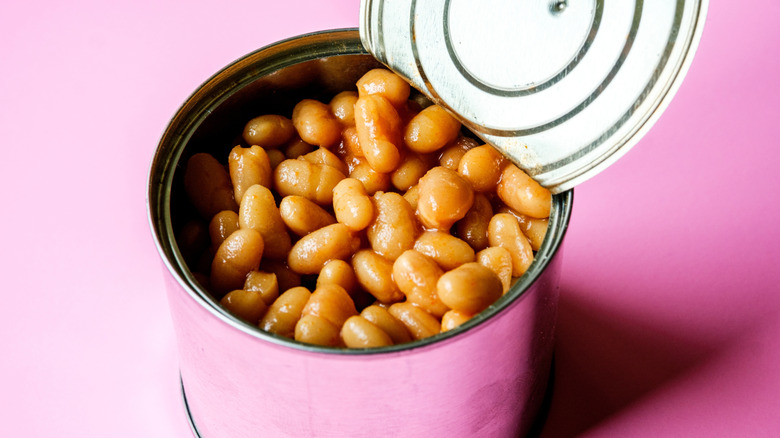 opened can of baked beans