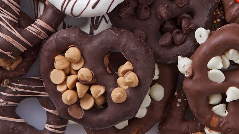Assorted chocolate dipped pretzels