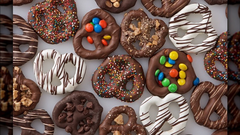 Various chocolate dipped pretzels from The Painted Pretzel