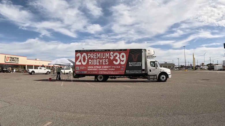 Parking lot meat truck