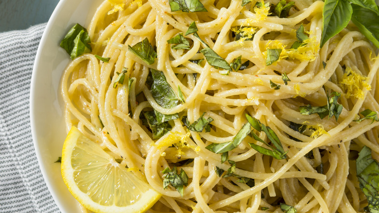 Plate of lemon spaghetti