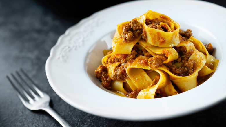 Bowl of Italian pappardelle
