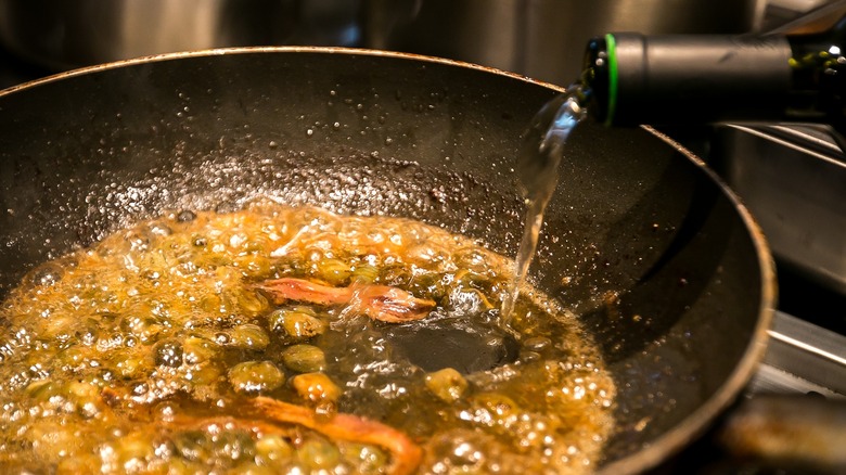 deglazing pan with wine