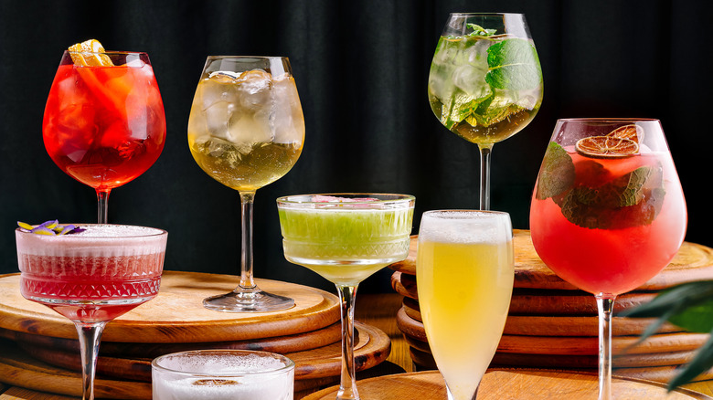 A variety of cocktails in elegant glasses