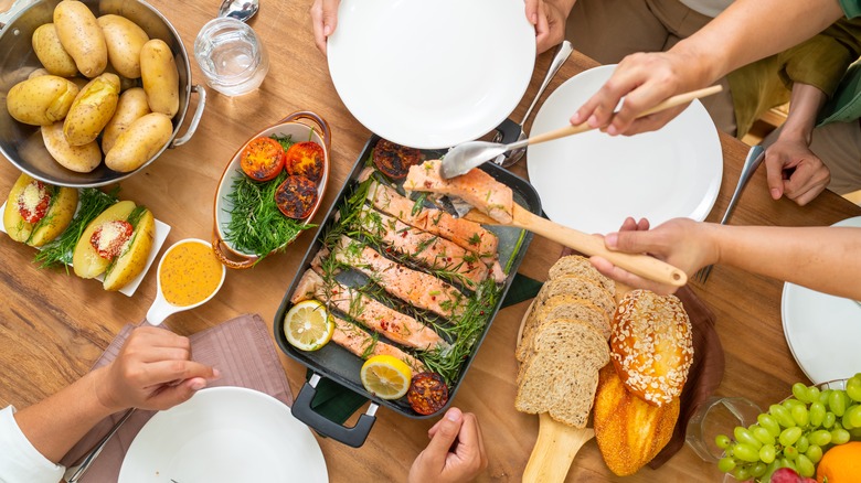 Dinner party sharing plates