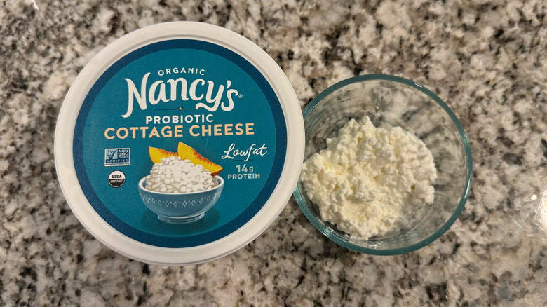 nancy's cottage cheese with greenery background