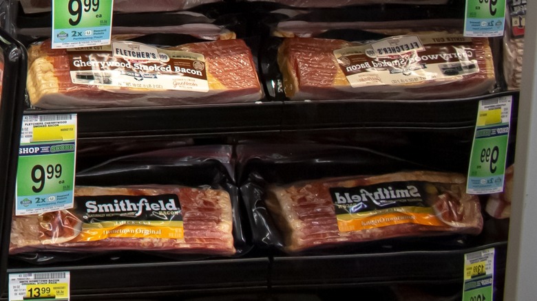 Smithfield bacon for sale in a grocery store