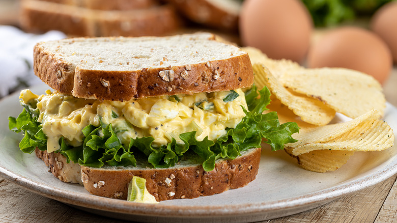 Egg salad sandwich with lettuce