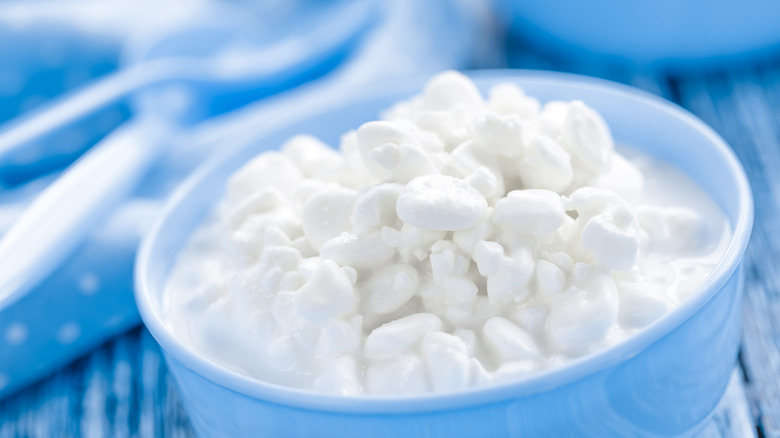 Bowl of cottage cheese.