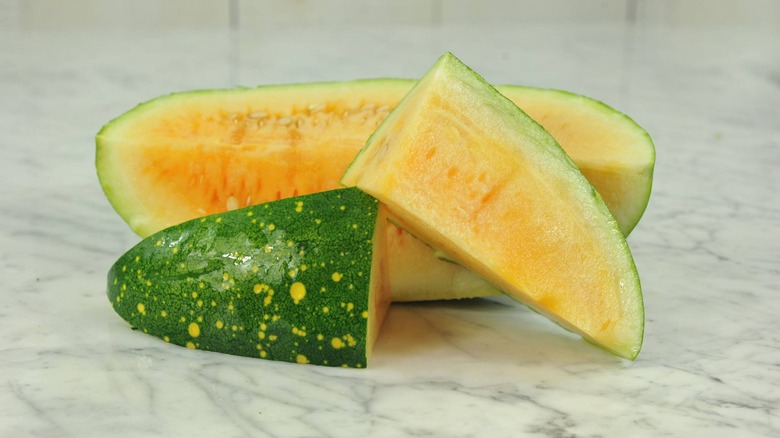 Moon and stars watermelon cut up